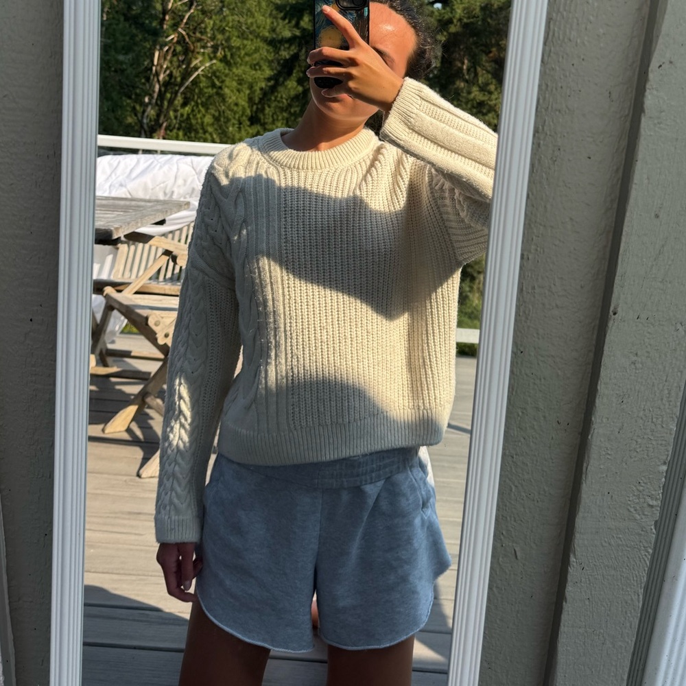 White Topshop Cable knit sweater